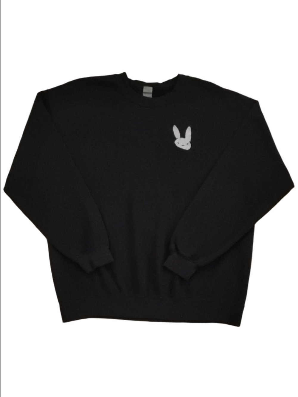 Gildan Black Crewneck Sweatshirt with Small White Bunny Logo